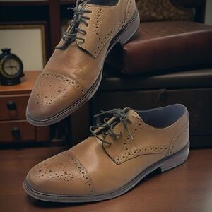 Joseph Abboud Brown Cap-toe Leather Men's Dress Shoes size 8